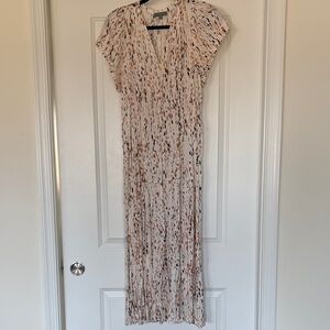 Neutral Speckle V-Neck Maxi Dress - Light Pink & Brown